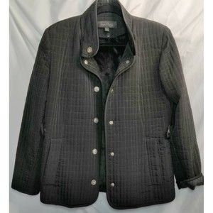 Taylor Marco‎ Womens Puffer Polyester Faux Jacket Button Black Size Medium